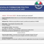 SCUOLA DI FORMAZIONE POLITICA – DOMANI LA SECONDA GIORNATA